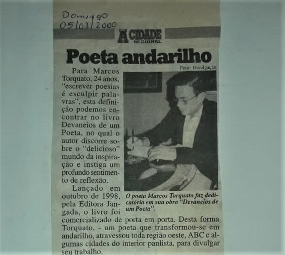 Manchete sobre Poeta Andarilho